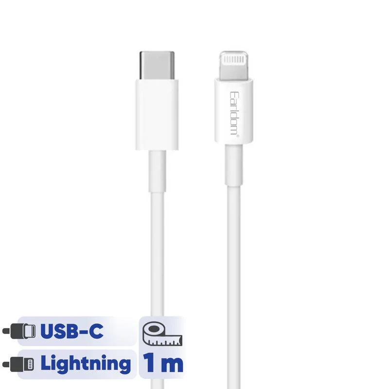 کابل تبدیل USB-C به لایتنینگ ارلدام مدل EC-166i PD20W طول 1 متر