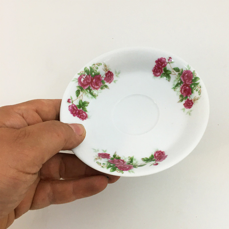 نعلبکی مدل گل سرخی نوستالژی بسته 6 عددی