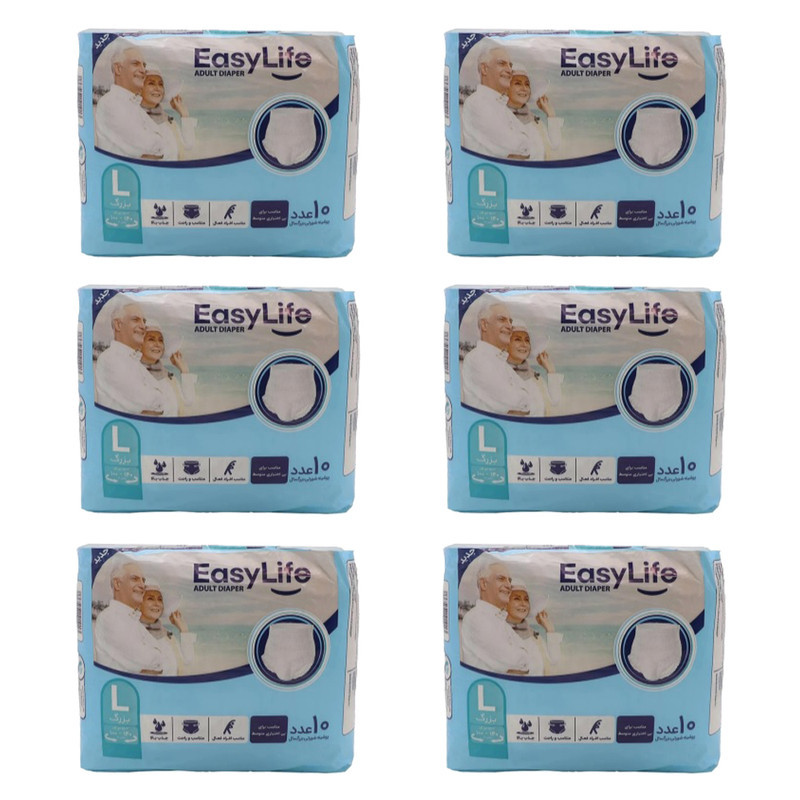 پوشینه بزرگسال ایزی لایف کد L06 سایز بزرگ 6 بسته 10 عددی