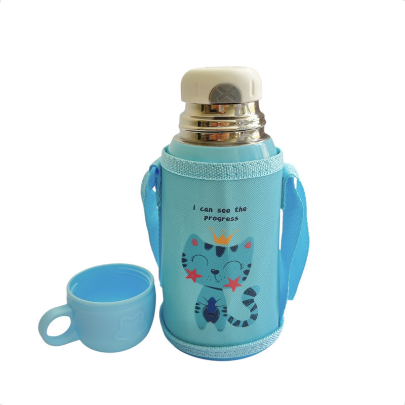 فلاسک کودک و نوزاد مدل دو درب طرح گربه کد VT907 گنجایش 0.5 لیتر