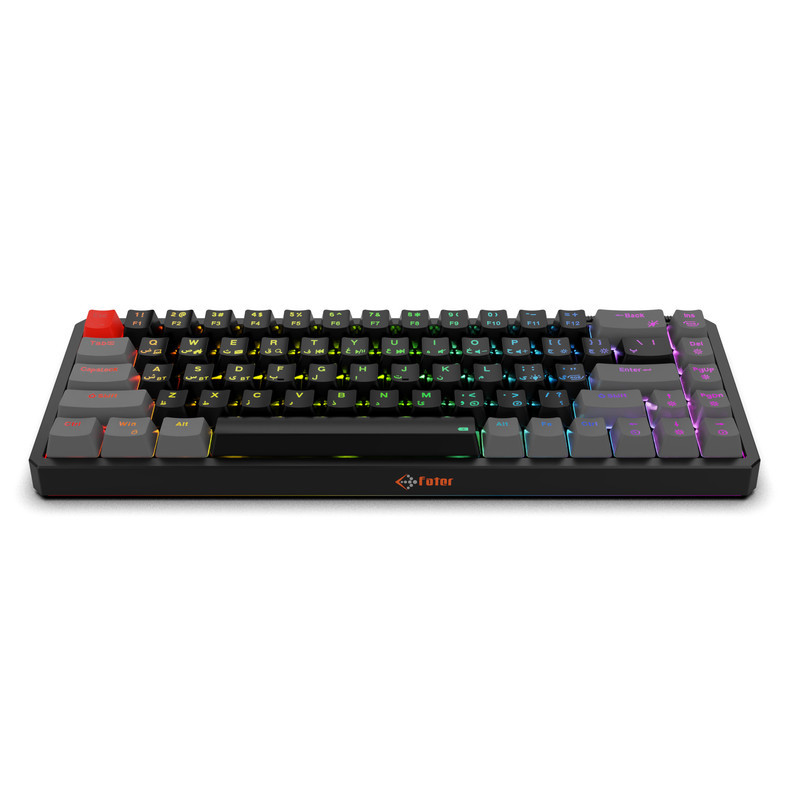 کیبورد گیمینگ فاطر مدل KCR-8000B، مکانیکال سوییچ قرمز، Tenkeyless، نورپردازی RGB