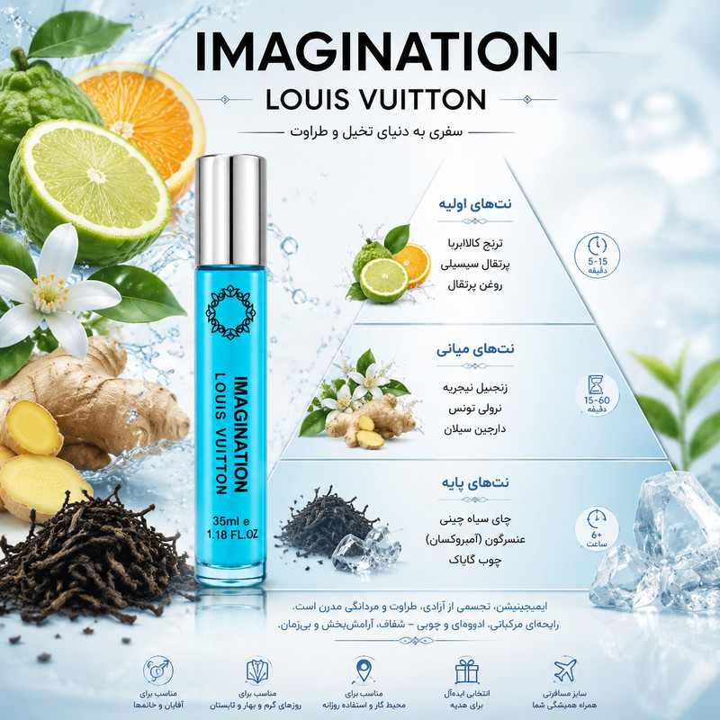 ادو پرفیوم مردانه هارلینگن مدل لویی ویتون ایمجینیشن با رایحه خنک حجم 35 میلی لیتر