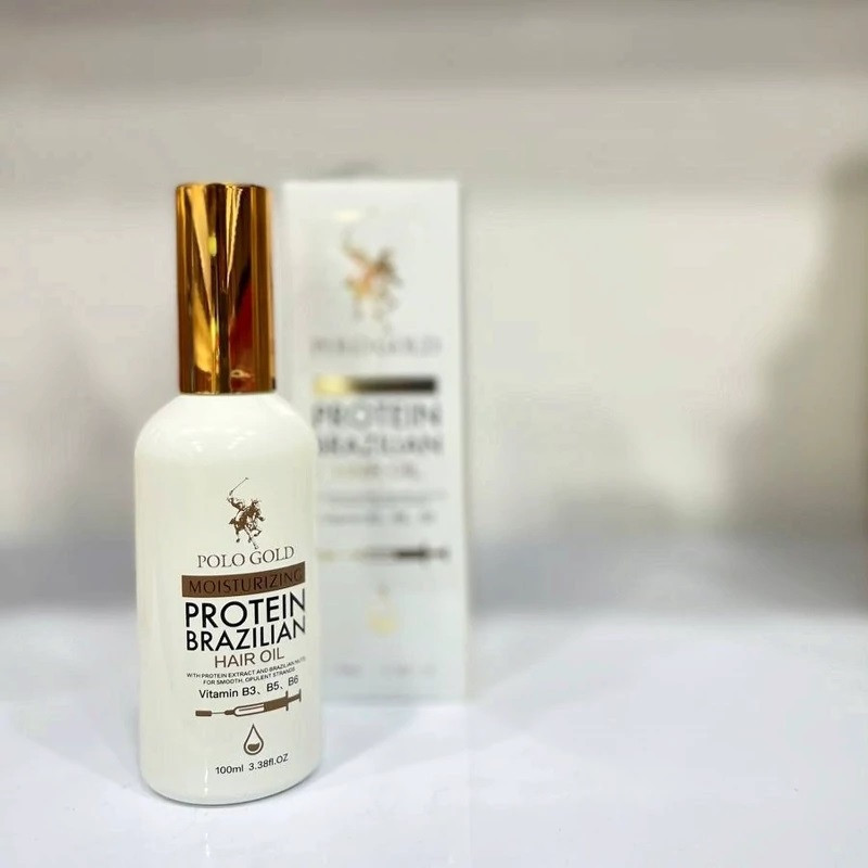 روغن تقویت‌کننده، برطرف کننده وز مو برزیلین پروتئین مدل Polo Gold مناسب برای موهای آسیب دیده حجم 100 میلی‌لیتر