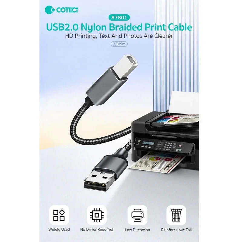 کابل پرینتر USB کوتتسی مدل 87801 طول 3 متر