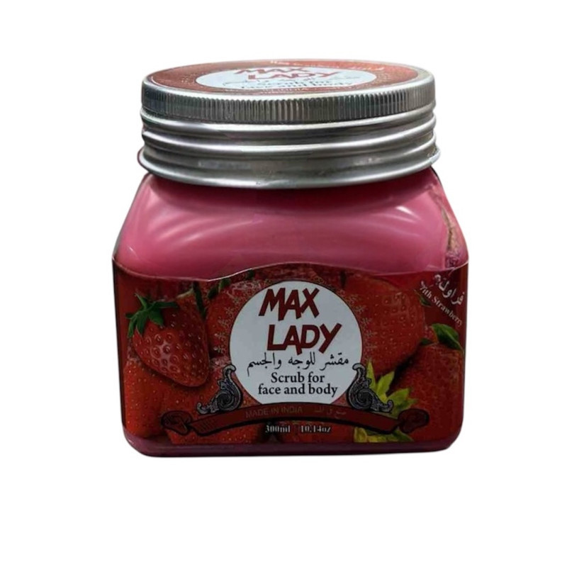 اسکراب لایه بردار پوست مکس لیدی مدل Strawberry حجم 300 میلی لیتر