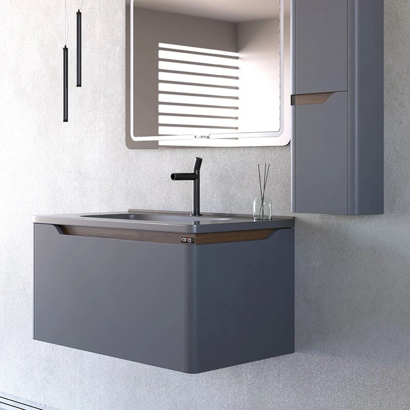 ست کابینت و روشویی آلکا مدل 6080 به همراه باکس و آینه لایت دار
