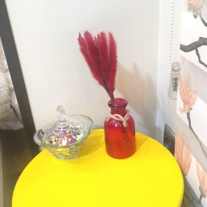 گلدان دکوری شیشه‌ای رنگی نسیم مدل 02 بسته دو عددی با ارتفاع 13 سانتی‌متر، قطر گلوگاه 2.5 سانتی‌متر، مناسب دکوراسیون و نگهداری گیاهان با قابلیت نظافت با دستمال خشک