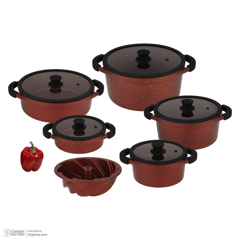 سرویس قابلمه و تابه گرانیت 11 پارچه زرساب مدل مونارک پلاس کد MP8500