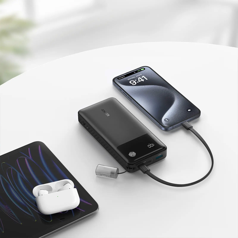 پاوربانک 30 وات انکر مدل A1384 ظرفیت 20000 میلی آمپر ساعت به همراه کابل USB-C