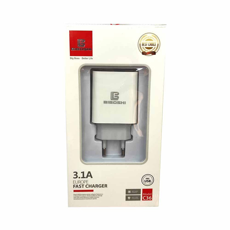 شارژر دیواری بیبوشی مدل C36 به همراه کابل تبدیل MicroUSB