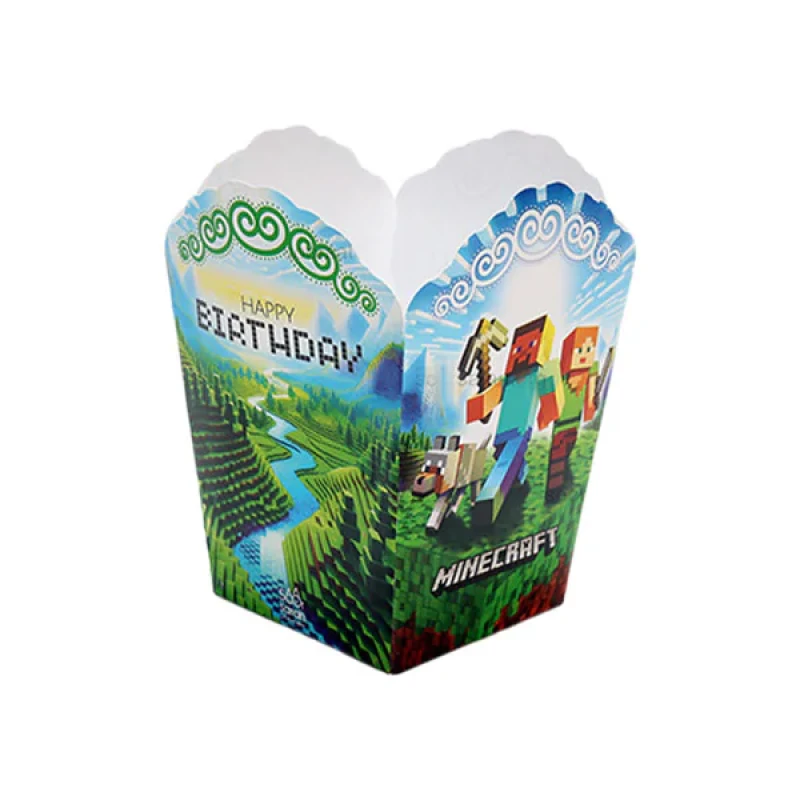 ظرف پاپ کورن یکبار مصرف مدل ماینکرافت کد minecraftP4 مجموعه 10 عددی