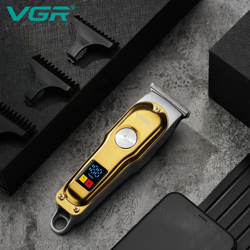 ماشین اصلاح موی سر و صورت وی جی ار مدل V-290 با تیغه استیل ضد زنگ، نمایشگر دیجیتال، قابلیت دو سرعته، منبع تغذیه برق و شارژ، سه شانه اصلاح 1 تا 3 میلی‌متر، مدت زمان استفاده 120 دقیقه و شارژ 90 دقیقه