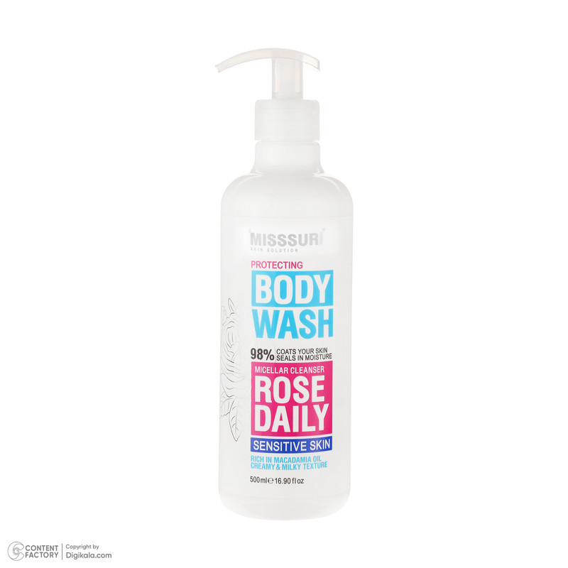 شامپو بدن میسوری مدل Rose Daily با رایحه خنک مناسب برای پوست حساس حجم 500 میلی لیتر