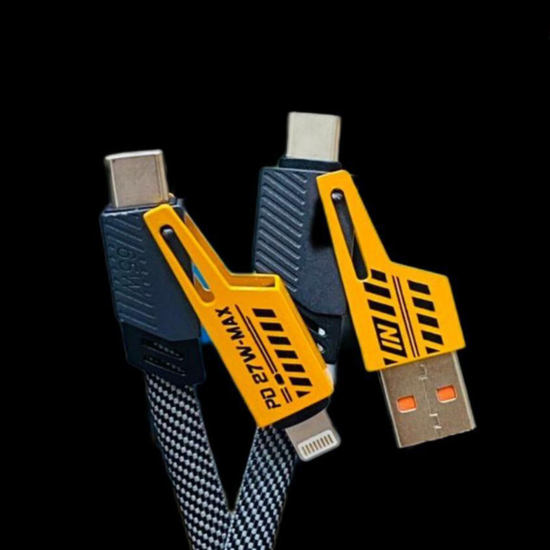 کابل تبدیل USBUSB-C به لایتنینگUSB-C اچ تی ام مدل 4in1 طول 1.2 متر
