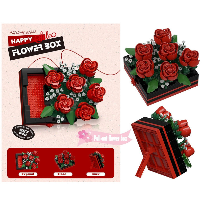 ساختنی 687 تکه مدل جعبه گل طرح Rose کد 7372