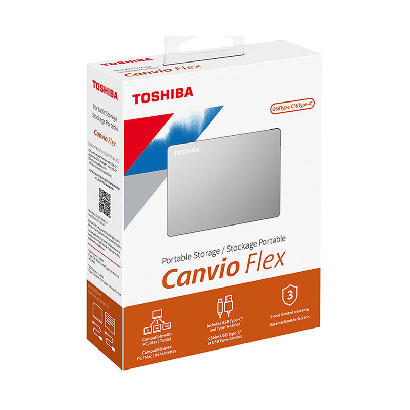هارد اکسترنال توشیبا مدل CANVIO FLEX ظرفیت چهار ترابایت دارای رابط USB Type-A 3.2