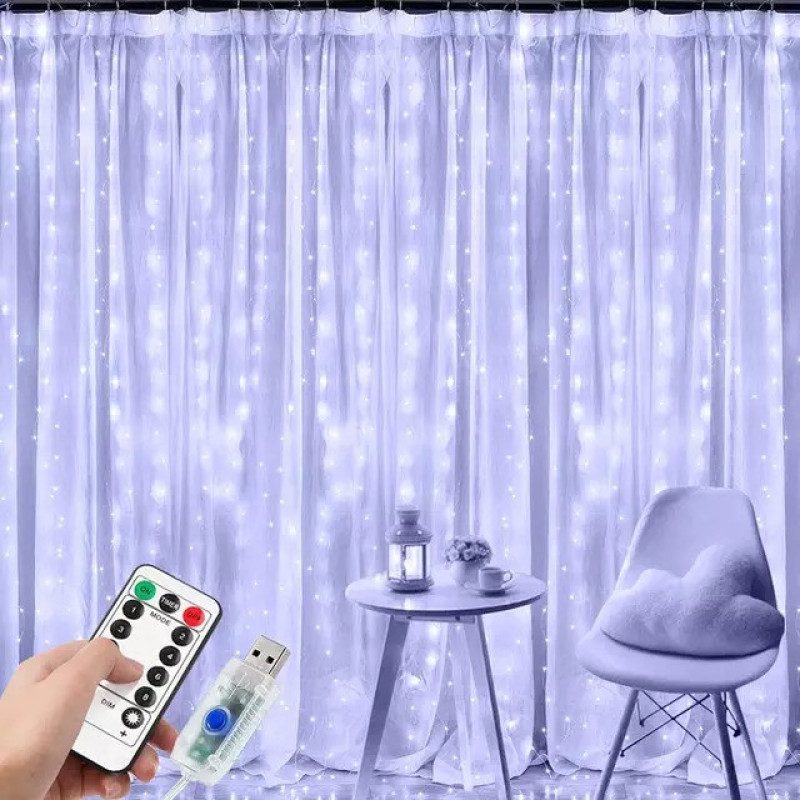 ریسه ال ای دی پرده ای طرح مفتولی 16 آویز طول 3 متر