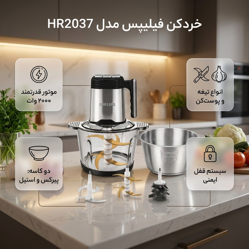 خردکن 4۰۰۰ میلی‌لیتر فیلیپس مدل HR2037