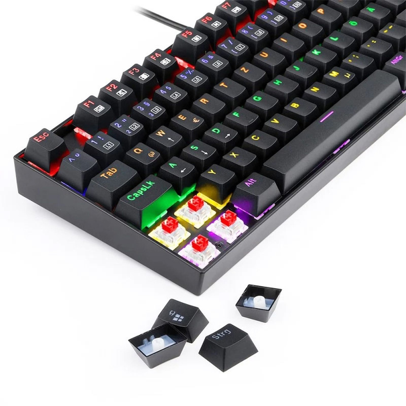 کیبورد گیمینگ ردراگون مدل K552 Kumara، سوییچ مکانیکال قرمز، Tenkeyless، نورپردازی RGB، قابلیت Anti-Ghosting