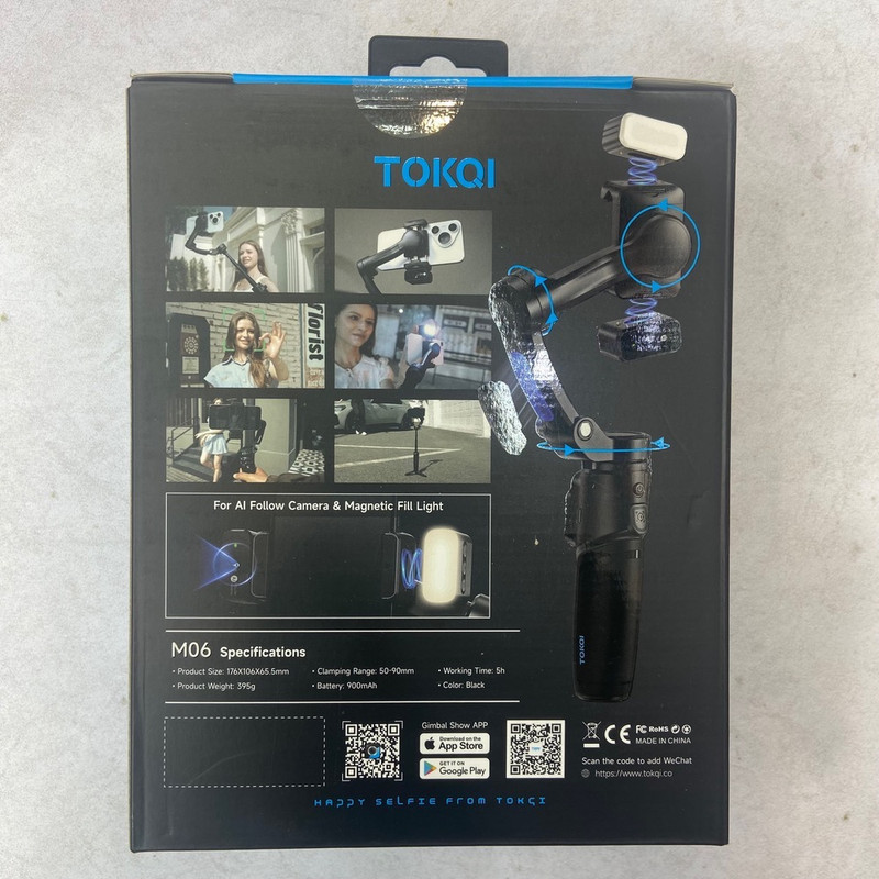 گیمبال و استابیلایزر هوشمند توکی مدل M06 AI 3-Axis به همراه دوربین دنبال کننده و میکروفون و فلش