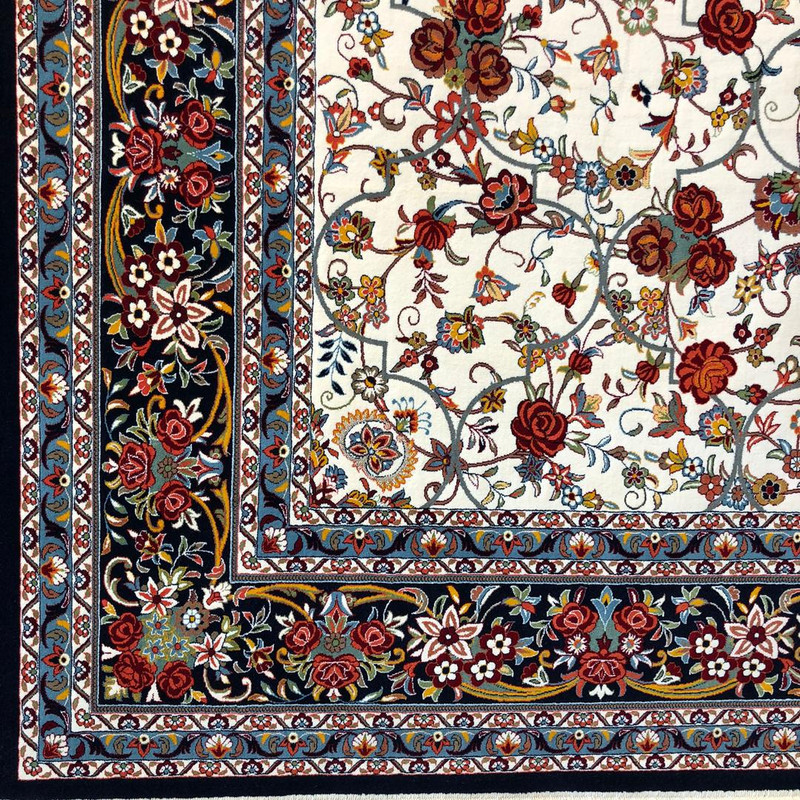 فرش ماشینی ستاره کویر یزد مدل شاهکارنوین کد n-110 زمینه کرم
