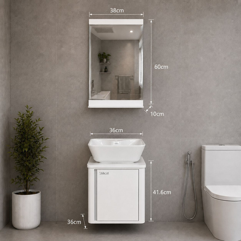 ست کابینت و روشویی دیواری برلیان کابین مدل 0116 به همراه آینه